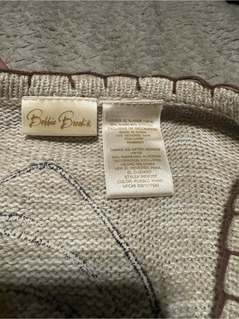 Bobbie Brooks XL Knit Sweater Vest V-Neck Button Front Scarecrow Pumpkin - Picture 4 of 6